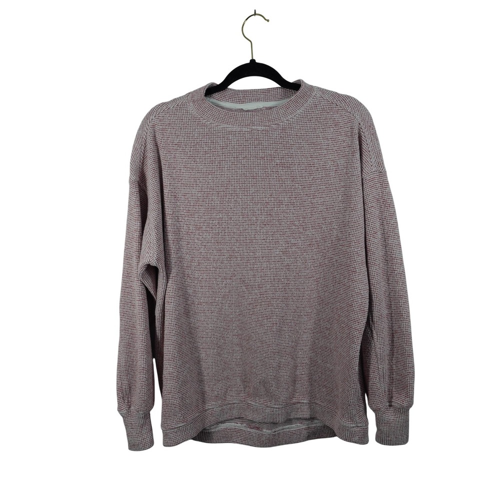 Aerie Sweater Womens XXS Pink Waffle Knit Thermal Crewneck Pullover Top